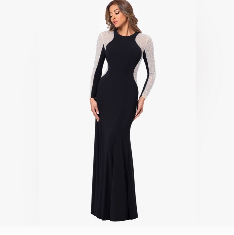 Xscape Black Dress with Silver Accents